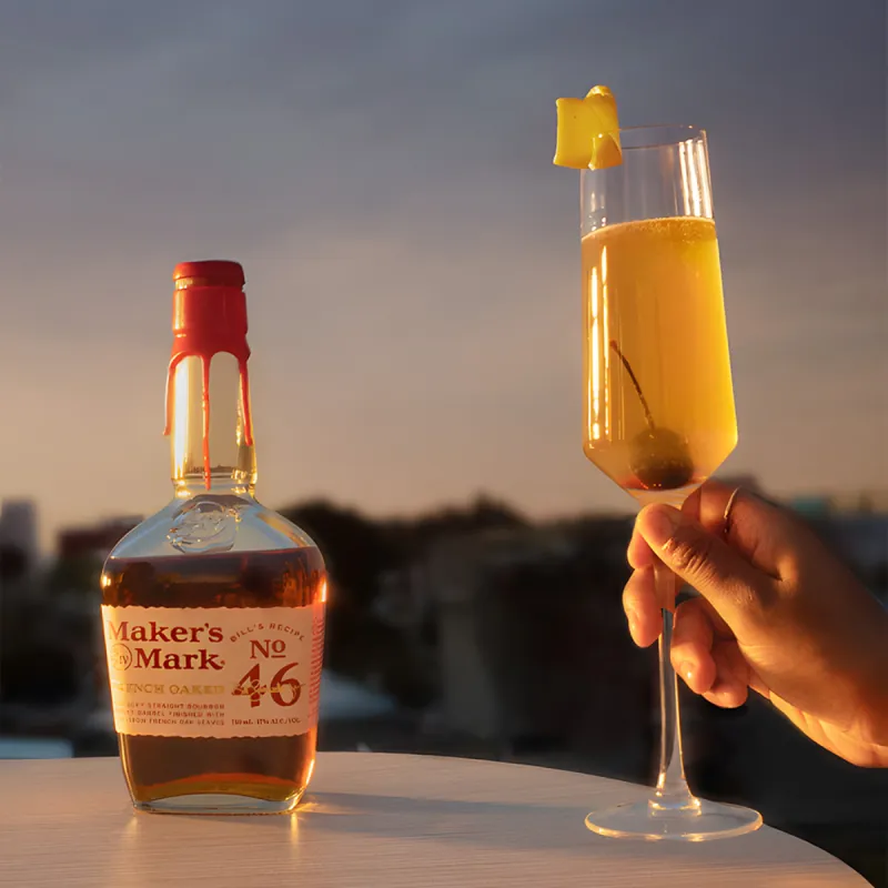 Maker’s Mark bourbon cocktail - French Oaked 75