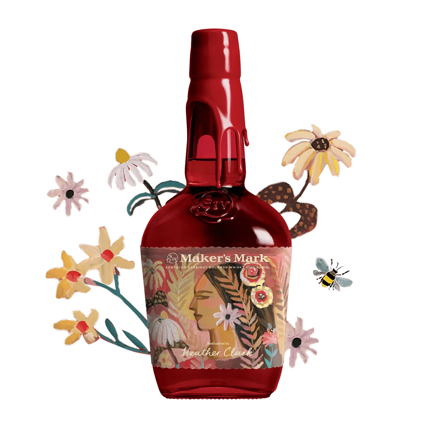 Maker’s Mark bourbon bottle with Gayle Kabaker art label